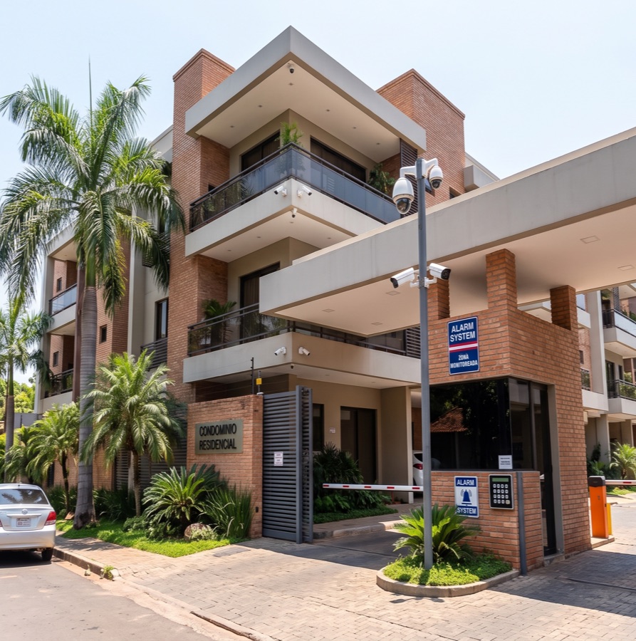 Condominio residencial en Paraguay con cámaras y control de acceso
